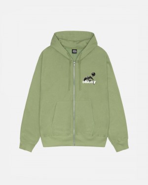 Stussy Apocalypse Zip Hoodie Grün | 82034-VGPX