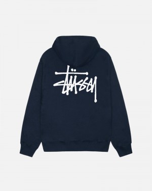 Stussy Basic Hoodie Navy | 98516-XGSU