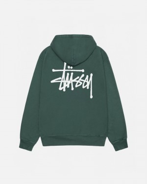 Stussy Basic Pigment Dyed Hoodie Grün | 89521-KEYQ