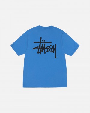 Stussy Basic Pigment Dyed T-shirts Blau | 94382-AJUR