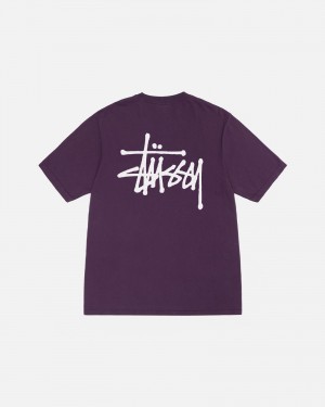 Stussy Basic Pigment Dyed T-shirts Lila | 13768-QOML