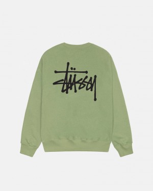 Stussy Basic Stüssy Crew Sweatshirts Grün | 86912-IKJV