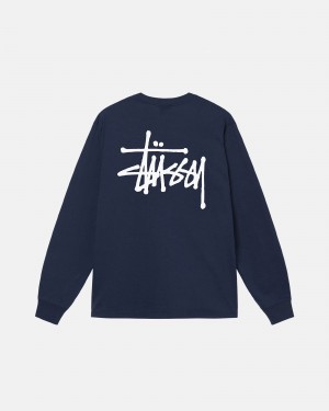 Stussy Basic T-shirts Navy | 56128-INGE