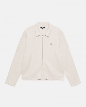 Stussy Big Thermal Zip Shirts Beige | 64897-ZEKS