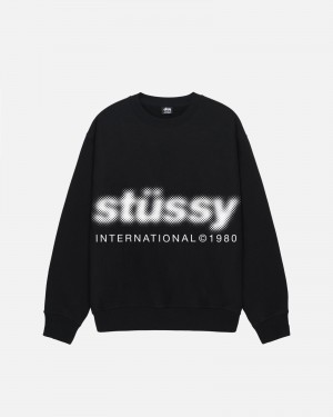 Stussy Blur Crew Sweatshirts Schwarz | 10452-QJEZ