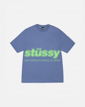 Stussy Blur T-shirts Blau | 79356-VWTI