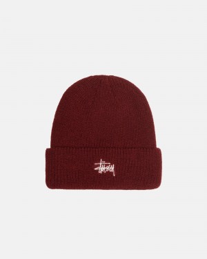 Stussy Cuff Beanie Basic Hüte Dunkelrot | 27046-VXTZ