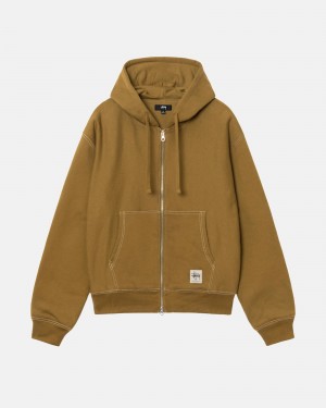 Stussy Double Face Label Zip Hoodie Olivgrün | 86243-FARM