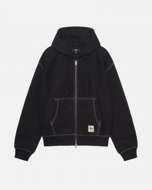 Stussy Double Face Label Zip Hoodie Schwarz | 94138-CWFR