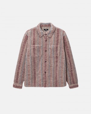 Stussy Gestreift Sherpa Shirts Mehrfarbig | 80713-YAZE