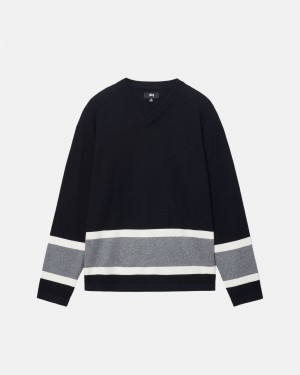 Stussy Hockey Pullover Schwarz | 25908-BILO