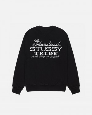 Stussy Ist Crew Pigment Dyed Sweatshirts Schwarz | 18079-PIRV