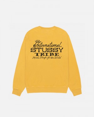 Stussy Ist Crew Pigment Dyed Sweatshirts Orange | 71624-TUYO