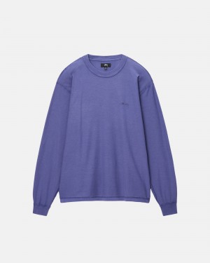 Stussy Lazy Ls T-shirts Tiefesblau | 09345-KSOZ