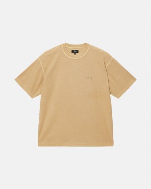 Stussy Lazy T-shirts Gold | 54093-SATX