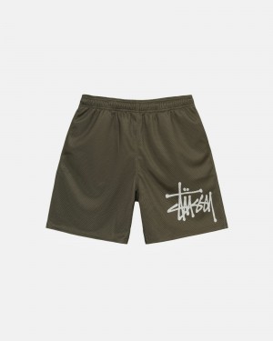 Stussy Mesh Big Basic Kurze Hose Olivgrün | 39748-YNCO