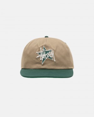 Stussy Mid-Depth Basic Star Strapback Hüte Khaki | 39807-WOBI