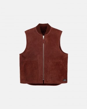 Stussy Reversible Shearling Workgear Weste Bordeaux | 59627-PHMO