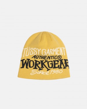 Stussy Skullcap Workgear Print Hüte Senfgelb | 12793-DPYC