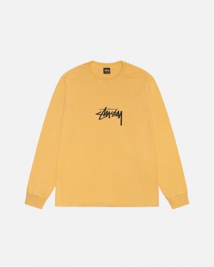 Stussy Small Stock Ls Pigment Dyed T-shirts Orange | 30194-CJGI