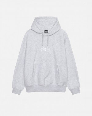 Stussy Stock Logo Applique Hoodie Grau Weiß | 46951-OEHL