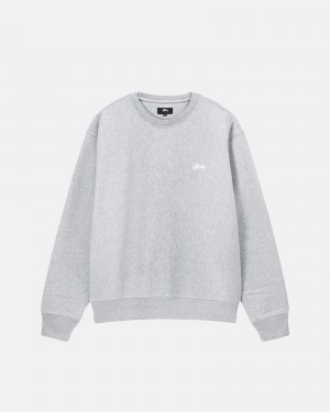 Stussy Stock Logo Crew Sweatshirts Grau | 68021-MUQE