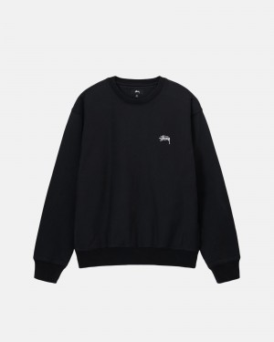 Stussy Stock Logo Crew Sweatshirts Schwarz | 42189-PDQE