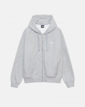 Stussy Stock Logo Zip Hoodie Grau | 49803-NXCM