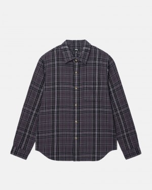 Stussy Stones Plaid Shirts Schwarz | 20918-KMBH