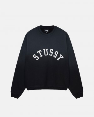 Stussy Sun Faded Oversized Crew Sweatshirts Schwarz | 49037-YCQB