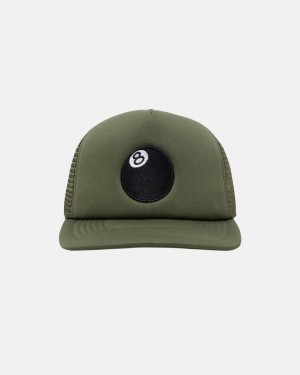 Stussy Trucker 8 Ball Snapback Hüte Olivgrün | 12947-HQUV