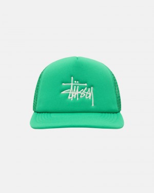 Stussy Trucker Big Basic Snapback Hüte Grün | 71560-JFTG