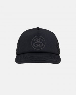 Stussy Trucker Ss-Link Snapback Hüte Schwarz | 45320-VOUP