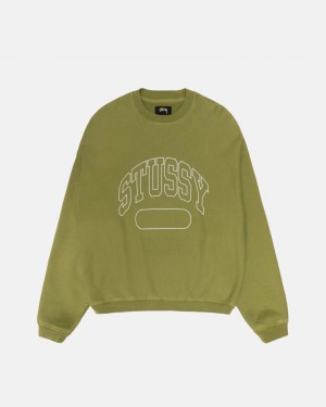 Stussy Varsity Oversized Crew Sweatshirts Grün | 20419-EYQS