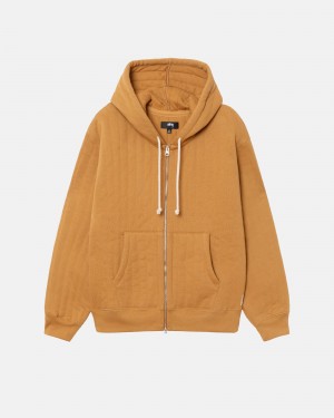 Stussy Vertical Gesteppt Zip Hoodie Braun | 16042-QRWE