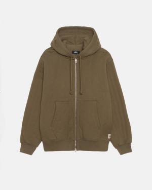 Stussy Vertical Gesteppt Zip Hoodie Olivgrün Grün | 96420-KXUJ