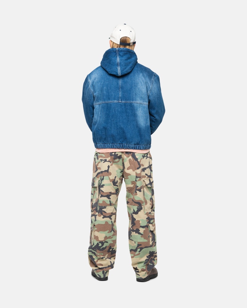 Stussy Arbeits Denim Sherpa Jacken Blau | 52690-WRSE