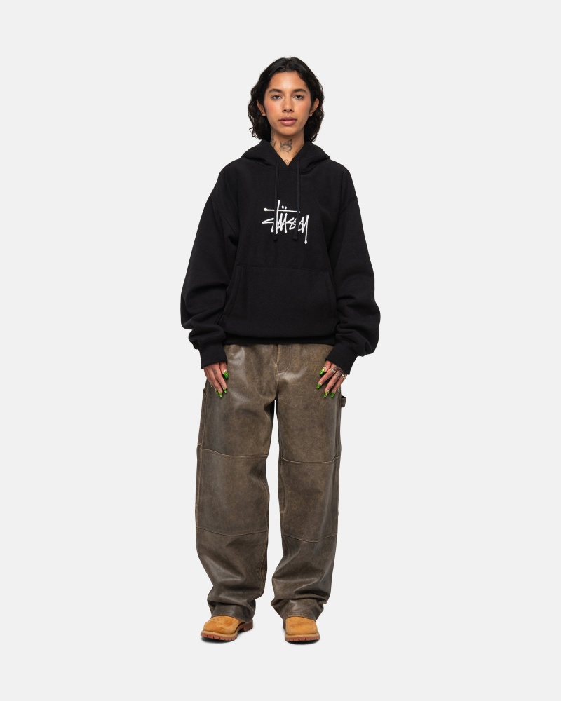 Stussy Basic Applique Hoodie Schwarz | 41829-NKLA