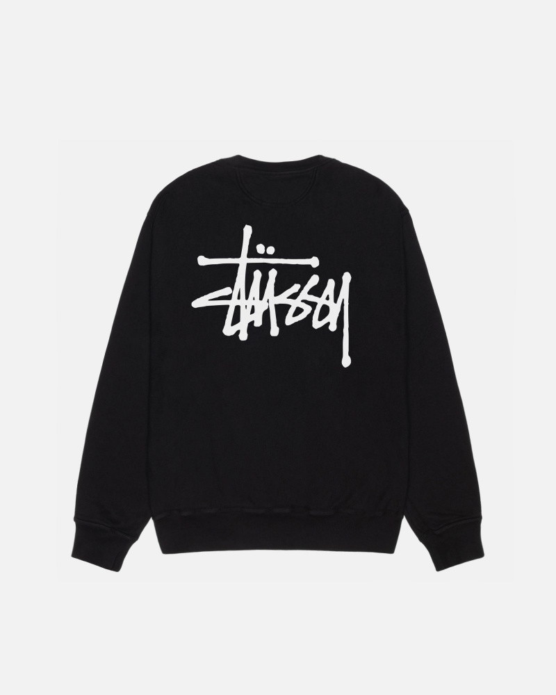 Stussy Basic Crew Pigment Dyed Sweatshirts Schwarz | 92814-HCYP