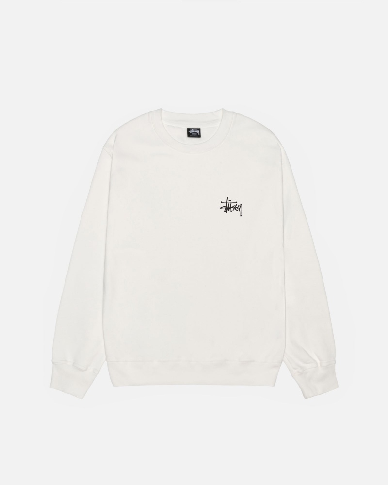 Stussy Basic Crew Pigment Dyed Sweatshirts Beige | 50714-PIKG