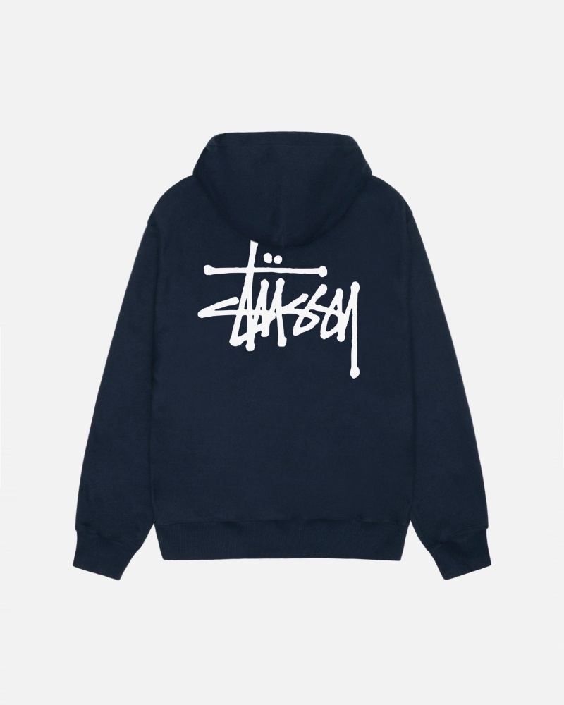 Stussy Basic Hoodie Navy | 98516-XGSU