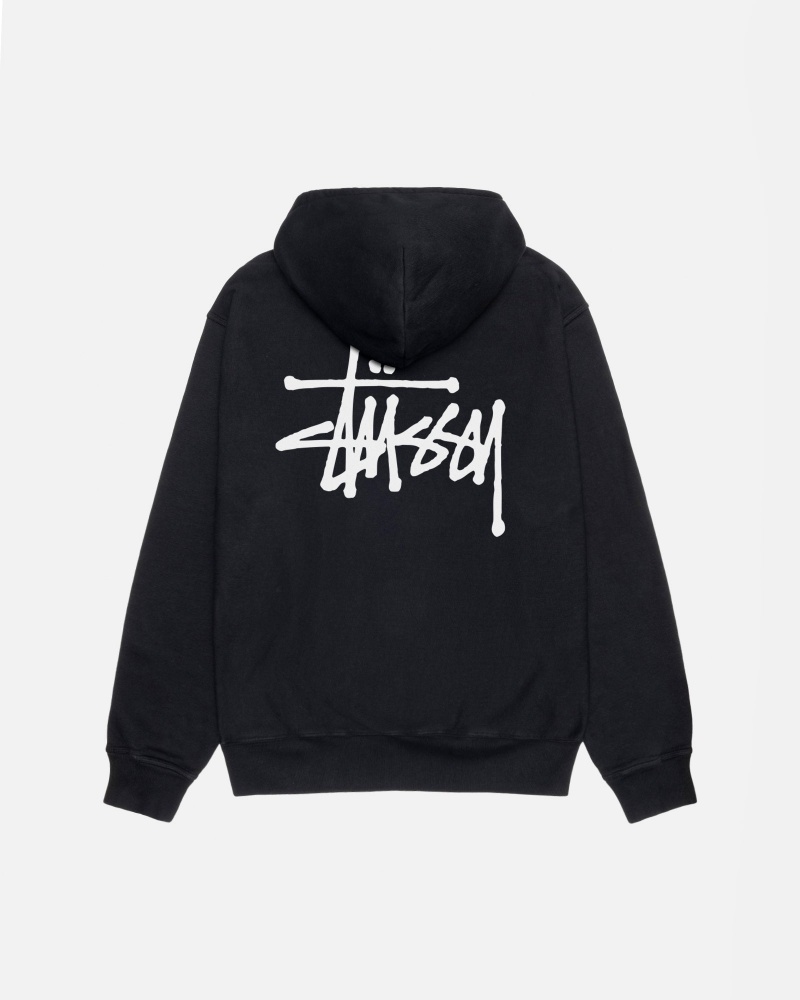 Stussy Basic Pigment Dyed Hoodie Schwarz | 03781-EPDN