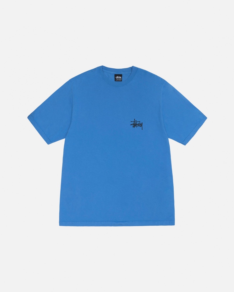 Stussy Basic Pigment Dyed T-shirts Blau | 94382-AJUR