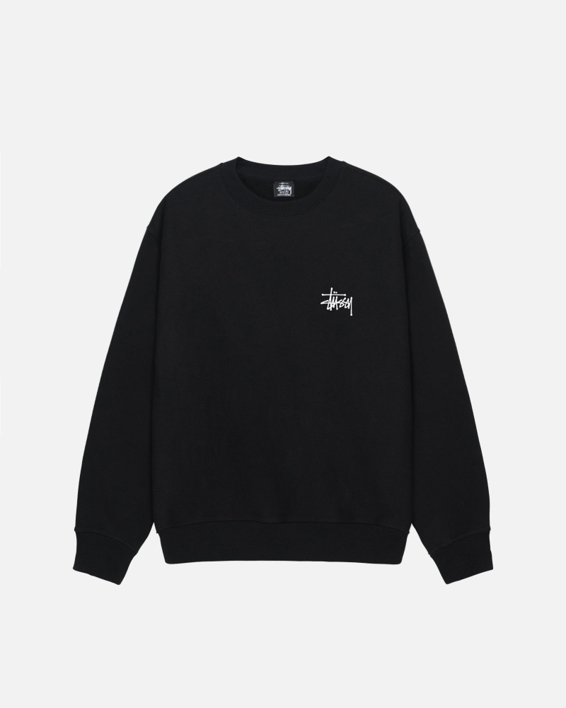 Stussy Basic Stüssy Crew Sweatshirts Schwarz | 49185-LMQD