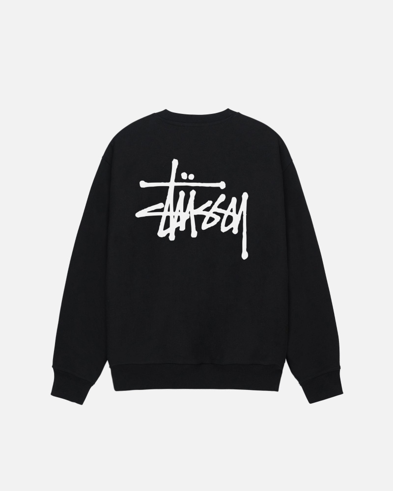 Stussy Basic Stüssy Crew Sweatshirts Schwarz | 49185-LMQD