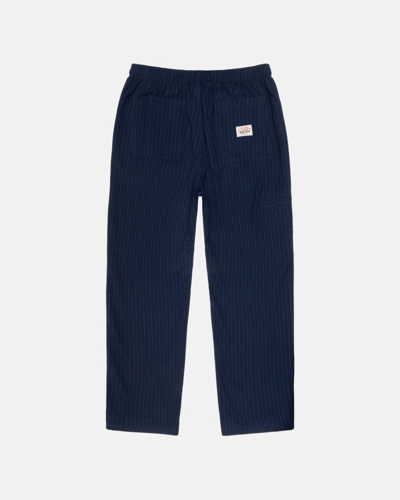 Stussy Beach Pant Wolle Stripe Hose Navy | 98721-NUAH