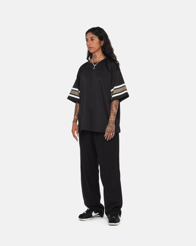 Stussy Beach Pant Wolle Stripe Hose Schwarz | 94032-QYDZ