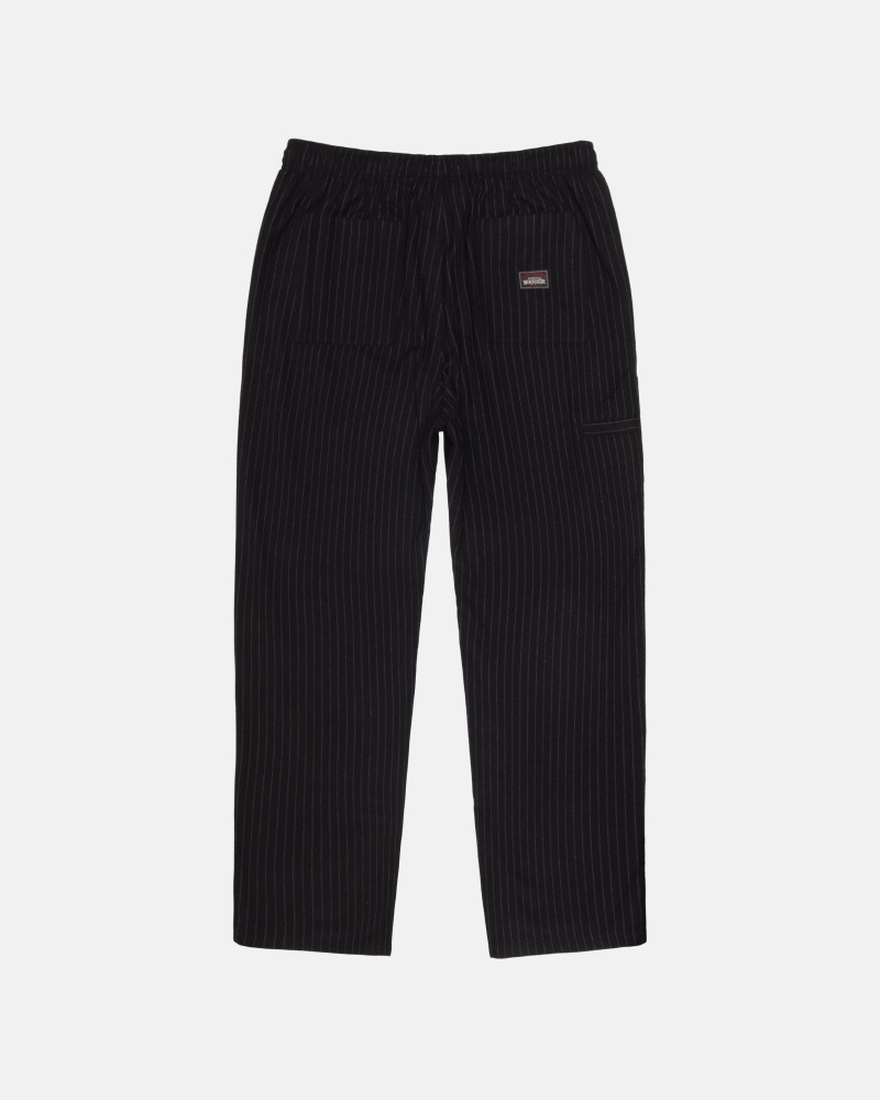 Stussy Beach Pant Wolle Stripe Hose Schwarz | 94032-QYDZ