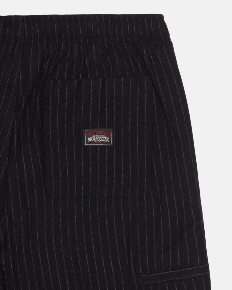 Stussy Beach Pant Wolle Stripe Hose Schwarz | 94032-QYDZ