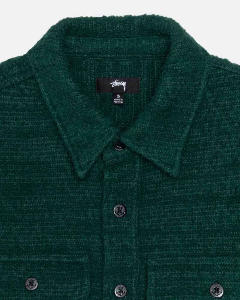 Stussy Boucle Wolle Cpo Shirts     Grün | 83410-HMGN